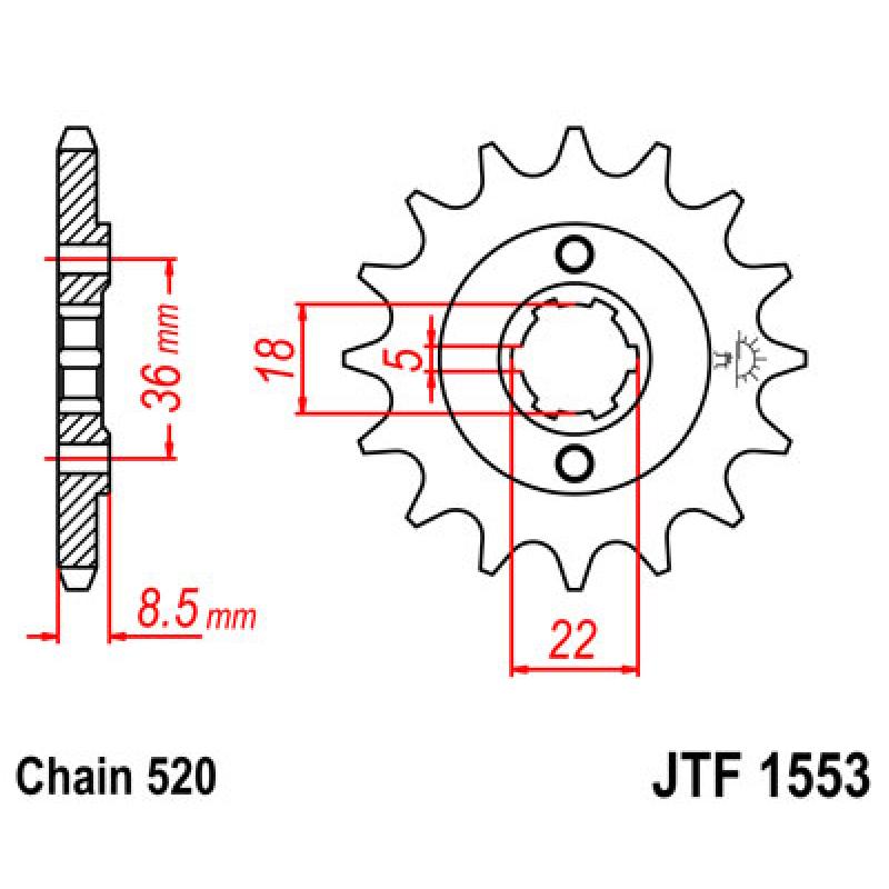 Купить Звездочка передняя JT Sprockets (шаг 520 ) JT JTF1553